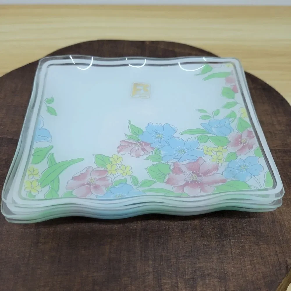 Set of 5 Vintage FC Japan Glass Plates, Tip Trays